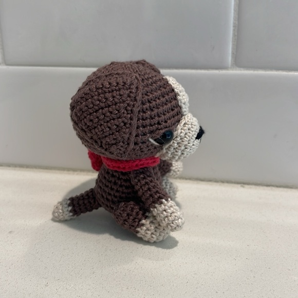 Handcrafted Puppy Dog with Bow Amigurumi Crochet Figure Toy Pet - Picture 6 of 11